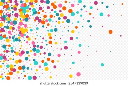 Bright Confetti Independence Vector Transparent Background. Carnival Round Pattern. Festival Rain Illustration. Multicolored Dust Decoration Background.