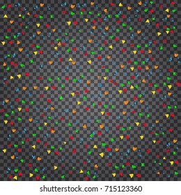 Bright confetti isolated on a transparent background. Abstract vector illustration.