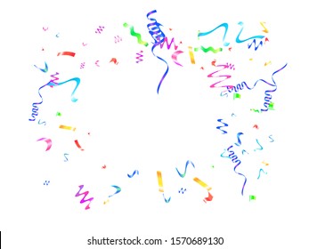 Bright confetti isolated on white background. New particles. Vector illustration. Red, green, yellow, blue, golden, pink, orange and violet festive elements for your projects or design.