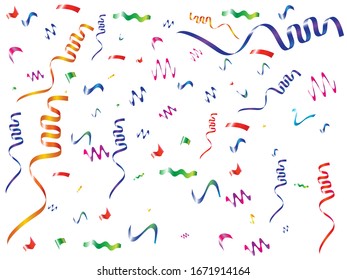 Bright confetti isolated on white background. Vector illustration. Fashionable particles. Red, green, yellow, blue, golden, pink, orange and violet festive elements for your projects or design.