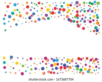 Bright confetti isolated on white background. Vector illustration. Stylish particles. Red, green, yellow, blue, golden, pink, orange and violet festive circles for your projects or design.