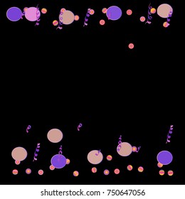 Bright Confetti and serpentine, bright colorful background, cute and fun decoration. Vector illustration for celebration, party, festive, holiday. Design for cards, invitations 