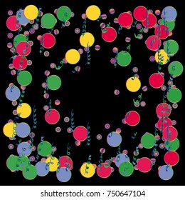 Bright Confetti and serpentine, bright colorful background, cute and fun decoration. Vector illustration for celebration, party, festive, holiday. Design for cards, invitations 