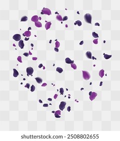 Bright Confetti Vector  Background. Rose purple Illustration. Blooming Garden Cover. Leaf Isolated Backdrop. purple Petal Beauty Poster.
