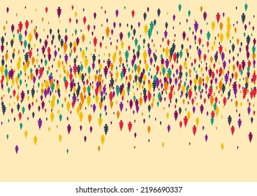 Bright Confetti Vector Beige Background. Orange Leaf Season Illustration. Scattered Foliage Pattern. Yellow Leaf Texture.