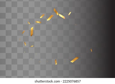 Bright Confetti Vector Transparent Background. Shiny Stroke Christmas Card. Shavings Falling Postcard. Serpentine Isolated Texture.