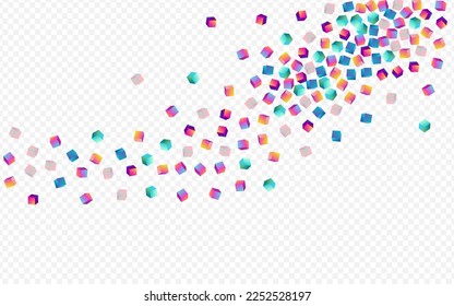 Fondo transparente del vector de confetti brillante. Plantilla de Rhombus Gráfica Multicoloreada. Papel de bloque de perspectiva. Papel tapiz de metal de caja de degradado.