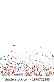 Bright Confetti Vector White Background. Orange Foliage Botany Template. Eco Leaf Backdrop. Green Confetti Illustration.
