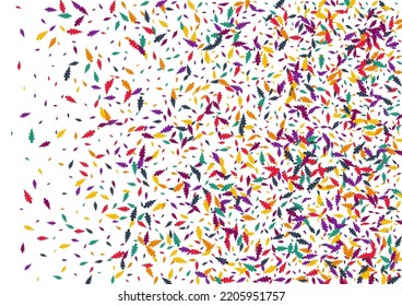Bright Confetti Vector White Background. Orange Leaf Tree Template. Seasonal Foliage Pattern. Yellow Confetti Illustration.