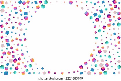 Fondo blanco del vector de Confetti brillante. Folleto de elementos de negocio holográficos. Tapa gráfica de ladrillo. Patrón de metal de gradiente Rhombus.