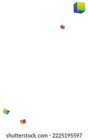 Fondo blanco del vector de Confetti brillante. Tapa de la caja 3d del arco iris. Resumen de la imagen de Rhombus. Papel de escritorio brillante de polígono irlandés.