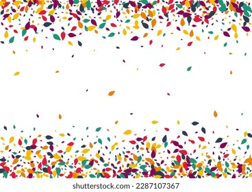 Bright Confetti Vector White Background. Red Leaf Botanical Set. Autumn Foliage Design. Green Foliage Card.