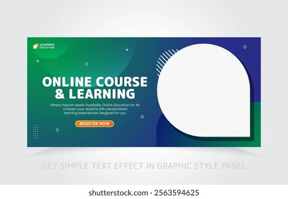 Bright and contemporary e-learning banner design, optimized for educational promotions.