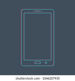 a bright contour smartphone with a 3d stereo effect on a dark background.