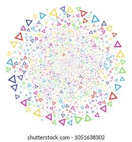 Bright Contour Triangle salute round cluster. Vector globula fireworks done with scatter contour triangle items. Bright Vector illustration.