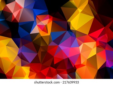 Bright contrast abstract multicolored background polygon