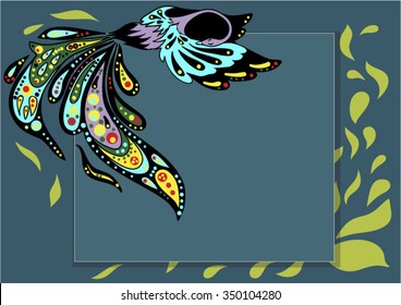 Bright, contrast abstract vector illustration with a fantastic bird.