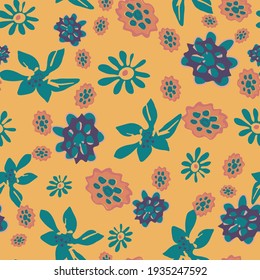 Patrón vectorial sin costura floral de contraste brillante