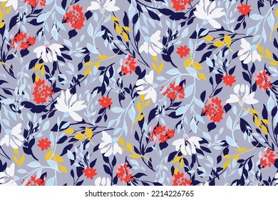 bright contrast multicolored floral pattern with brush strokes of paint