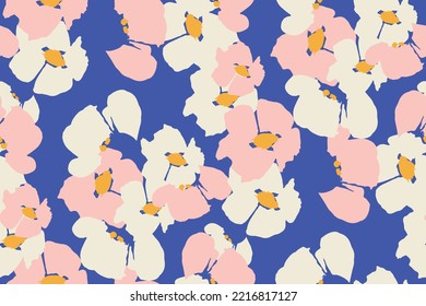 bright contrast multicolored floral pattern with brush strokes of paint