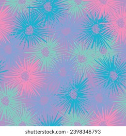 bright contrast multicolored floral pattern with brush strokes of paint Hand drawn cartoon style pattern.