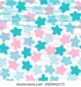 bright contrast multicolored floral pattern with brush strokes of paint  Raster bitmap illustration. Art expression painting style.
