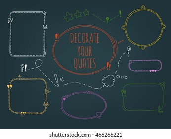 Bright Contrast Vector Set Of Handdrawn Frames For Quotes Isolated On Dark Background