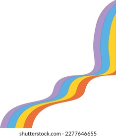Bright cool cartoon rainbow - 60s-70s hippie style. Print. social networks, design. Vintage vector illustration isolated on white background.