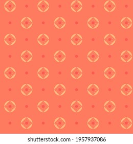 Bright coral color seamless pattern background with geometrical ornament for textile