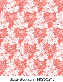 bright coral seamless floral pattern
