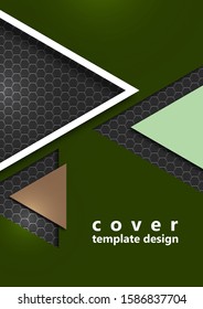 Bright corporate banner design with the texture of hexagons, triangles. Abstract technology background. Vector illustration
