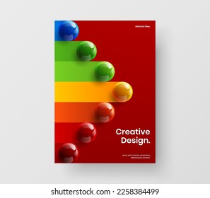 Bright corporate brochure design vector concept. Creative 3D spheres pamphlet template.