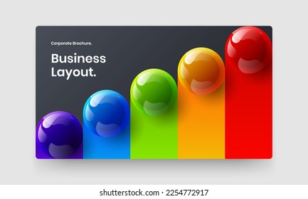 Bright corporate brochure vector design concept. Minimalistic realistic balls postcard layout.