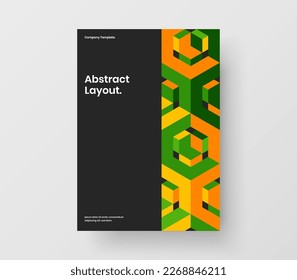 Bright corporate cover design vector illustration. Modern mosaic tiles brochure template.