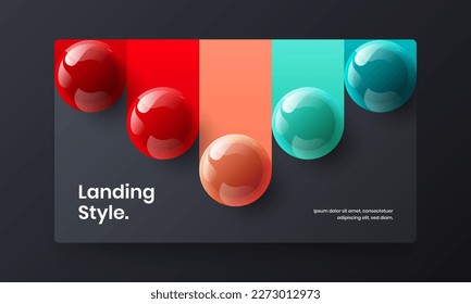 Bright corporate cover design vector template. Modern 3D balls annual report illustration.