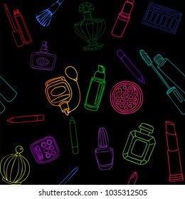 bright cosmetics, seamless pattern, vector