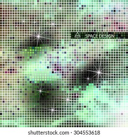 Bright cosmic disco fashion hipster mosaic background, space design
