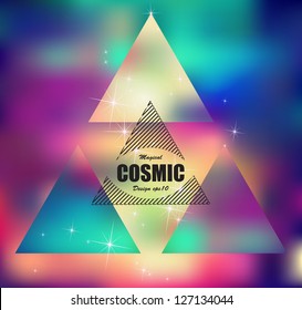 Bright cosmic fashion hipster gradient background with label