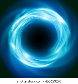 Bright cosmic vector background with blue glowing vortex. Abstract astronomy wallpaper design with super nova or black hole