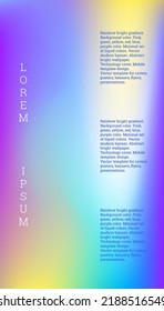 Bright cover or background design. Pink, green, yellow, red, blue, purple color. Minimal set of liquid colors. Abstract bright wallpaper. Technology cover. Mobile template design.