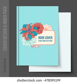 Bright cover design for business brochure, annual report, book cover, magazine cover, party poster. Light blank inner page added, with matching pattern. Vector template for brochure design.