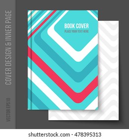 Bright cover design for business brochure, annual report, book cover, magazine cover, party poster. Light blank inner page added, with matching pattern. Vector template for brochure design.