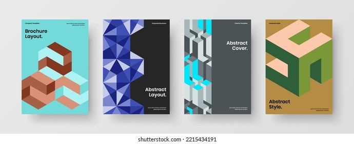Helle Cover Design Vektorgrafik Sammlung. Abstrakter geometrischer Fliesenflyer-Satz.