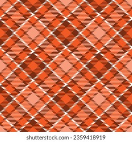 Bright cozy orange checkered background. Tartan plaid seamless pattern. Traditional textile design