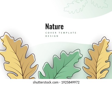 Hojas de roble creativas de otoño brillantes sobre un fondo claro. Plantilla para su diseño. Ilustración del vector