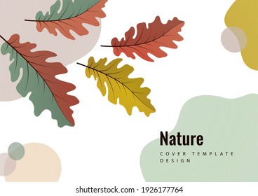 Bright creative autumn oak leaves on a light background. Template for your design. Vector illustration