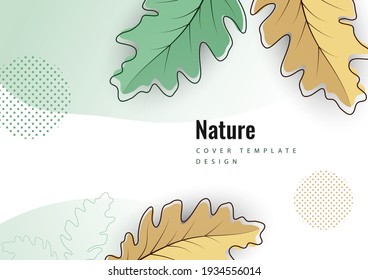 Bright creative autumn oak leaves on a light background. Template for your design. Vector illustration