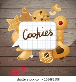 Bright creative background with cookies