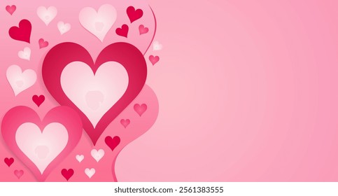 Bright creative background with hearts and space for text. Vector.