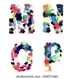 Bright creative cartoon comic radial alphabet Vector illustration